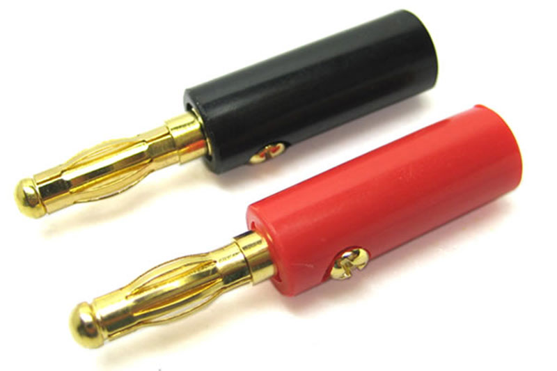 CONNETTORI BANANA 4mm GOLD RED/BLACK
