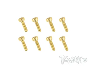 T-Work's 2x8mm VITI TESTA CILINDRO ACCIAO GOLD 8pz