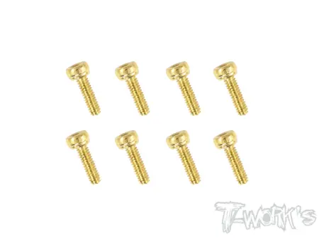 T-Work's 2x8mm VITI TESTA CILINDRO ACCIAO GOLD 8pz