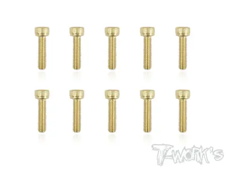 T-Work's 3x12mm VITI TESTA CILINDRO ACCIAO GOLD 10pz