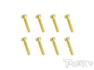 T-Work's 3x14mm VITI TESTA CILINDRO ACCIAO GOLD 8pz