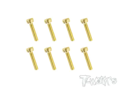 T-Work's 3x14mm VITI TESTA CILINDRO ACCIAO GOLD 8pz