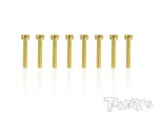 T-Work's 3x18mm VITI TESTA CILINDRO ACCIAO GOLD 8pz