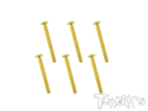 T-Work's 3x24mm VITI BOTTONE ACCIAO GOLD 6pz