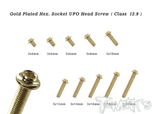 T-Work's 3x14mm VITI UFO ACCIAO GOLD 10pz