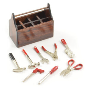 CASSETTA ATTREZZI LEGNO + ATREZZI METAL