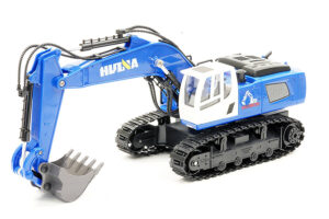 HUINA 2.4Ghz 11CH RC ESCAVATORE BLU CON BENNA PRESSOFUSA
