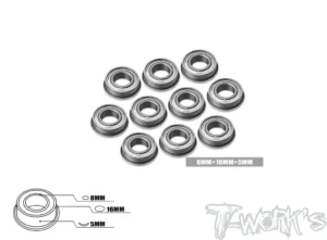 CUSCINETTI ALTA PRECISIONE 8x16x5mm FLANGIATI RSZ 10pz