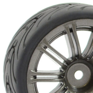 Fastrax Set 4pz Gomme 1/10 Street Tread Cerchio Gun Metal FAST0077GM