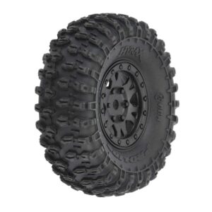PRO LINE Hyrax 1.0" Tires Mounted 7mm Black (4): SCX24 PRO1019410
