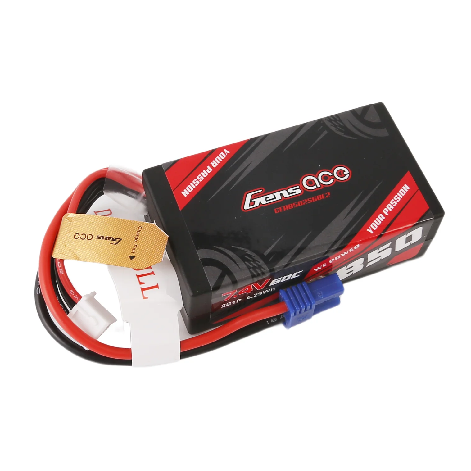 GENS ACE 850mAh 7.4V 2S1P 60C Lipo con EC2 GEA8502S60E2 - immagine 3