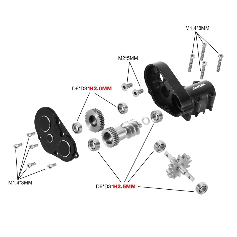INJORA SCX30 Kit Trasmissione in Alluminio SCX30-11BK - immagine 2