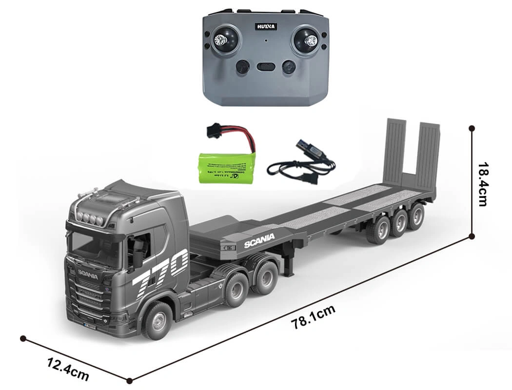 Set camion HUINA CY1501A‑S completo di rimorchio e accessori RC